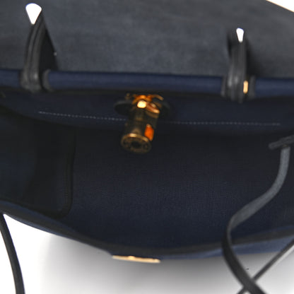 Hermes Military Toile Vache Hunter Herbag Zip PM 31 Black Bleu Indigo 6 of 13