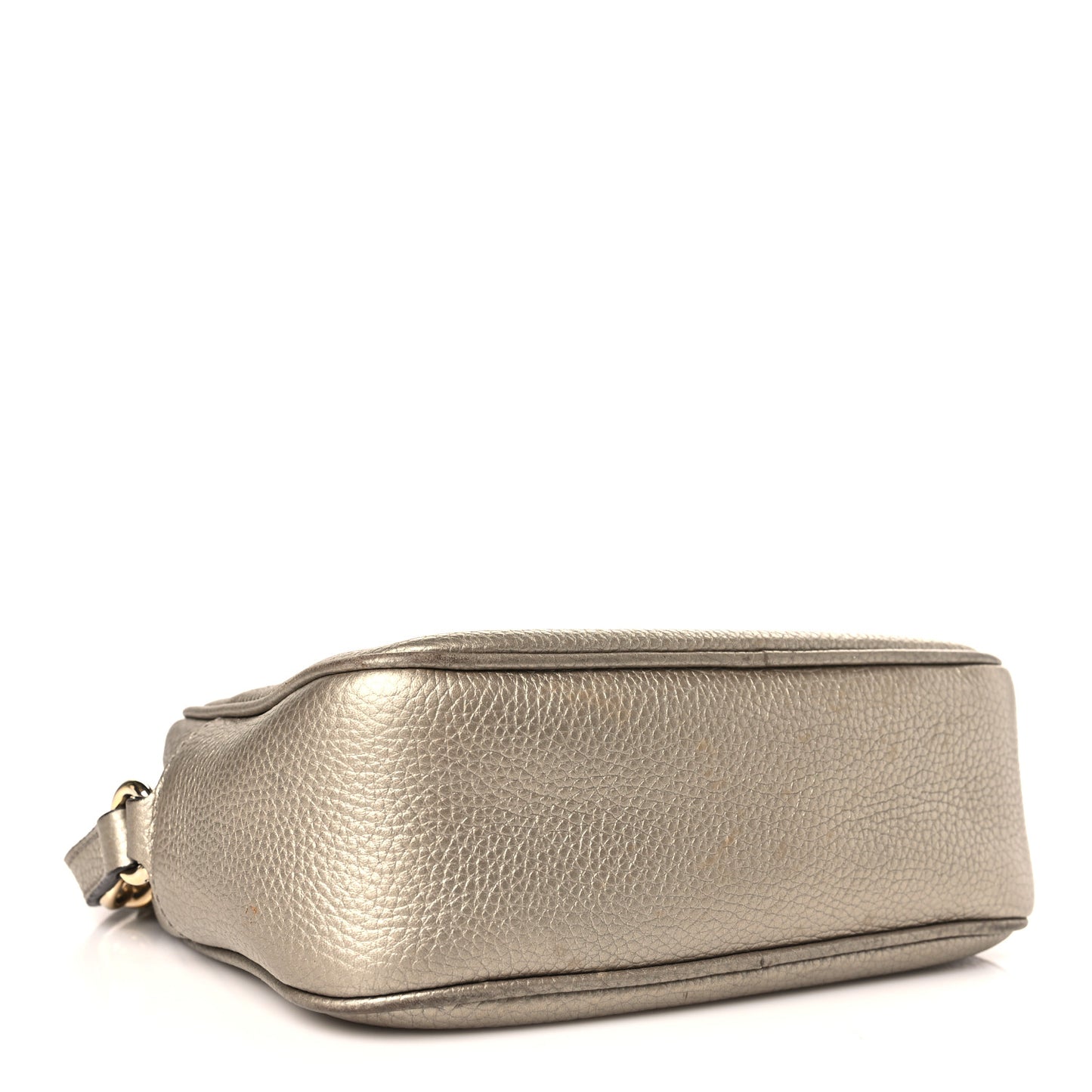 Metallic Pebbled Calfskin Small Soho Disco Bag Golden Beige