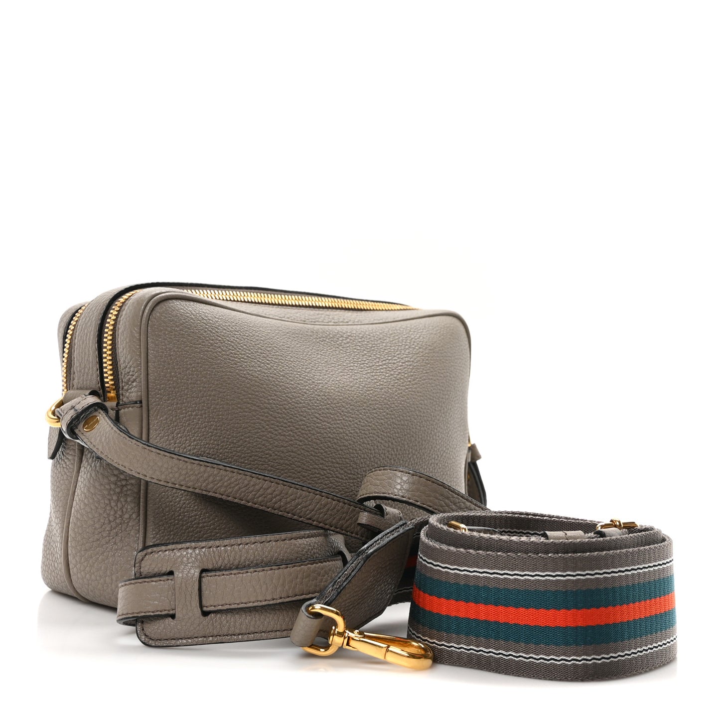 Vitello Daino Medium Double Zip Shoulder Bag Argilla