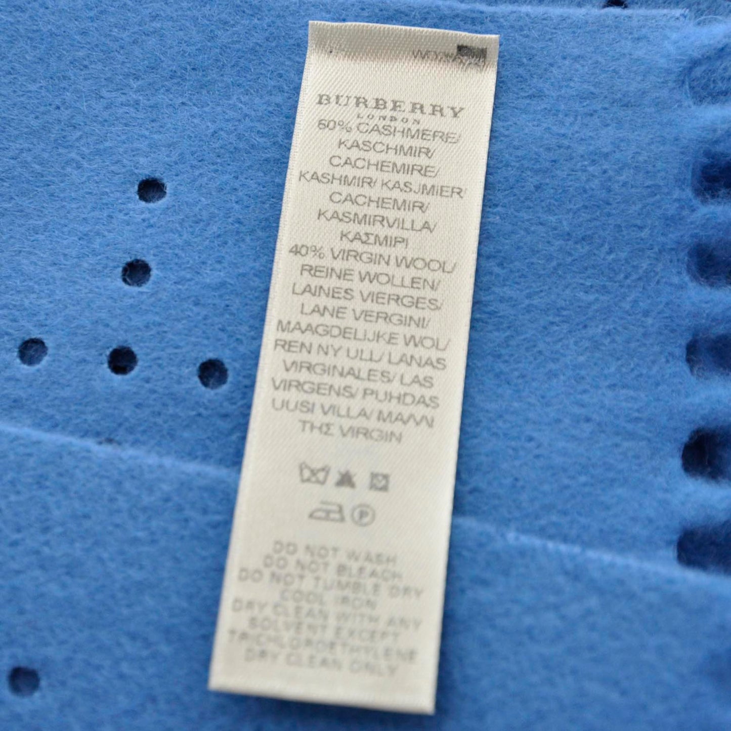 Cashmere Wool Perforated Scarf Atlantic Blue