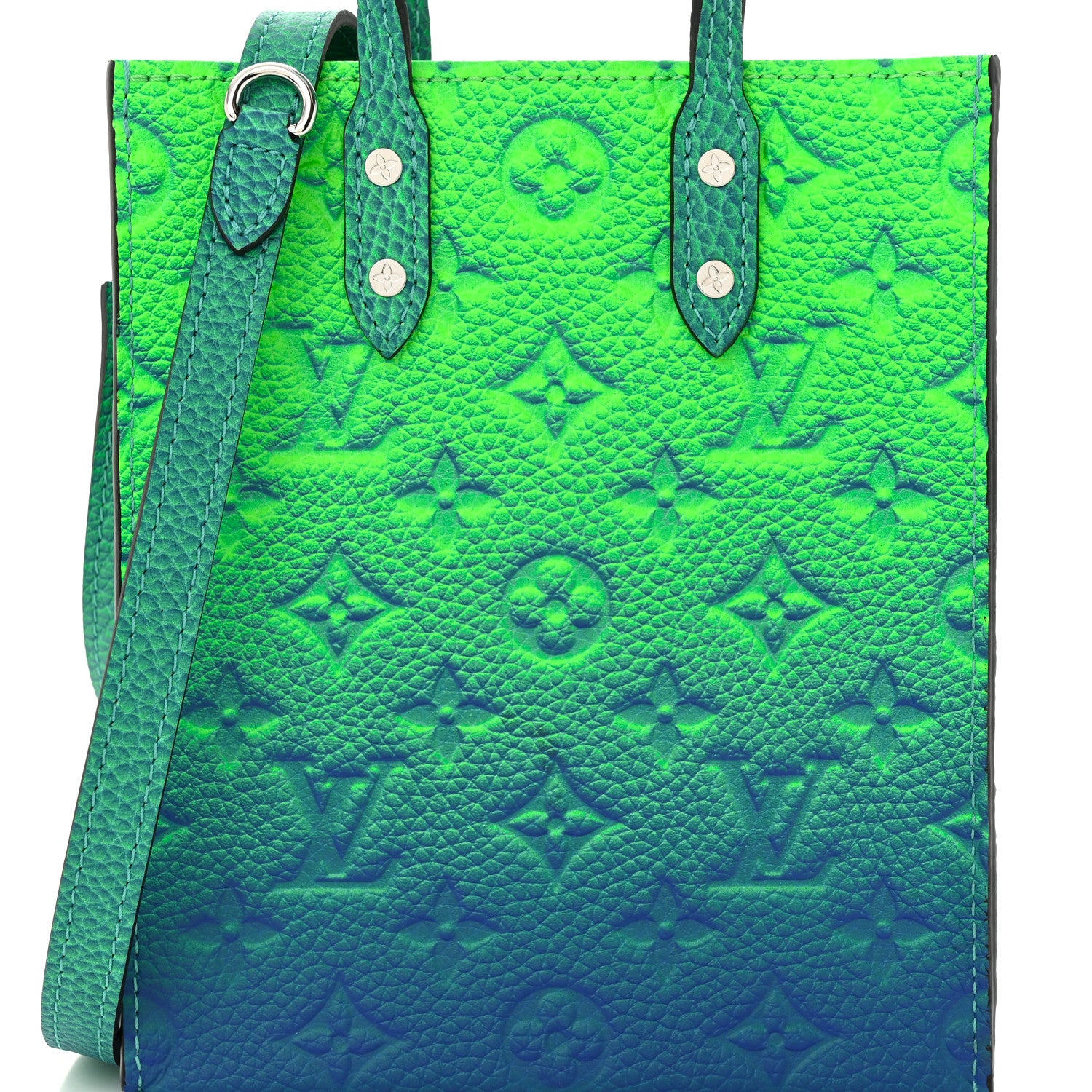 Louis Vuitton Taurillon Illusion Sac Plat XS Bleu Vert 7 of 9