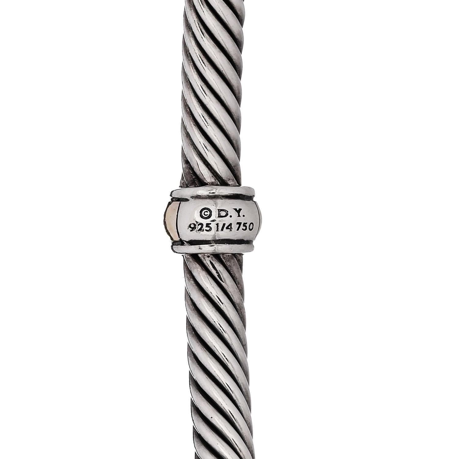 David Yurman Sterling Silver 18K Yellow Gold 4mm Station Cable Bracelet 3 of 3