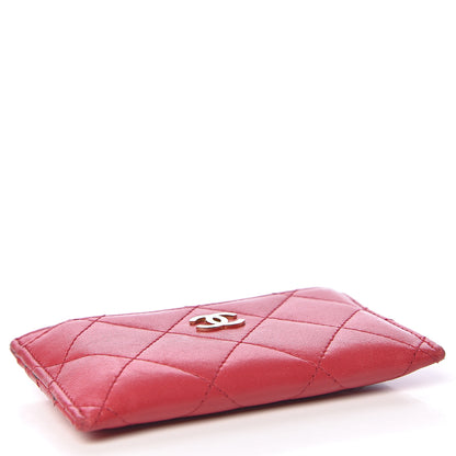 Chanel Lambskin Quilted Card Holder Dark Pink 4 of 9