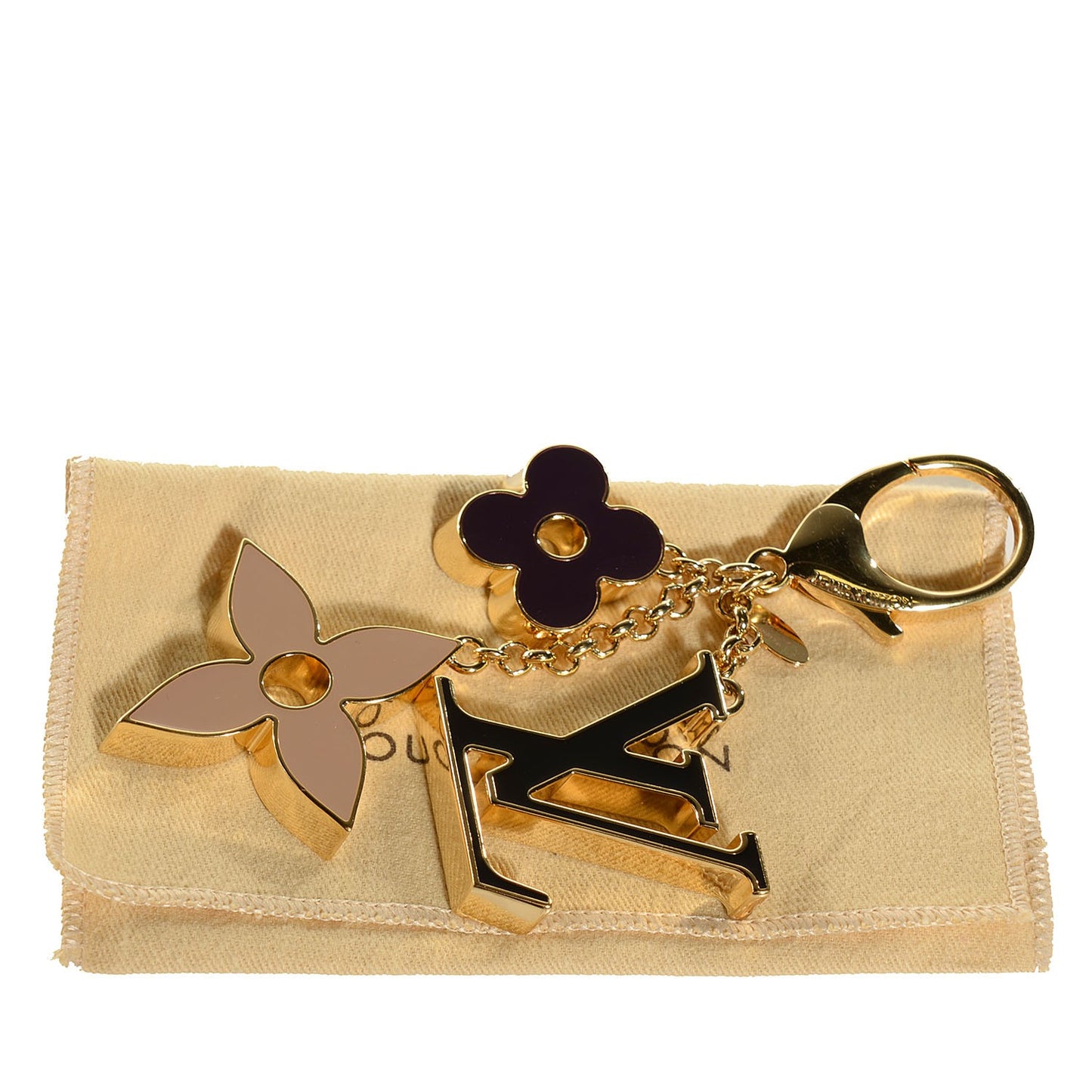 Fleur De Monogram Bag Charm Dore