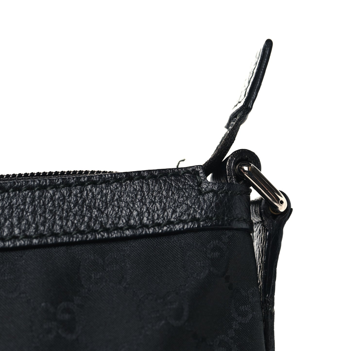 Denim Monogram Large Half Moon Hobo Black
