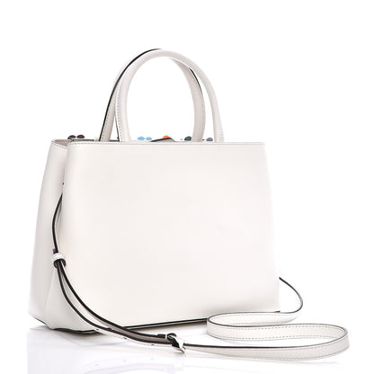 Fendi Calfskin PVC Flower Studs Petite 2Jours Tote White Ice Multicolor 4 of 11