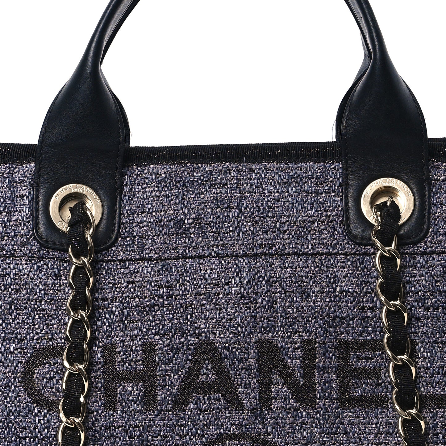Lurex Boucle Medium Deauville Tote Black