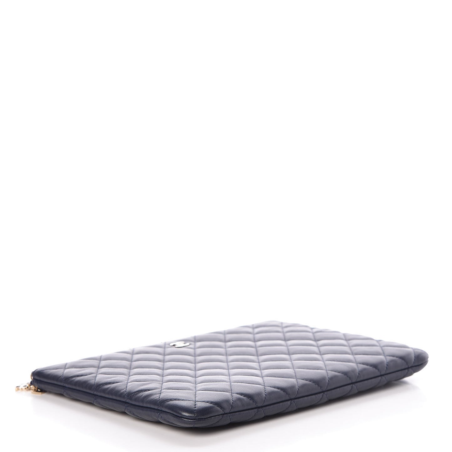 Lambskin Quilted Medium Casino Beauty CC Cosmetic Case Navy