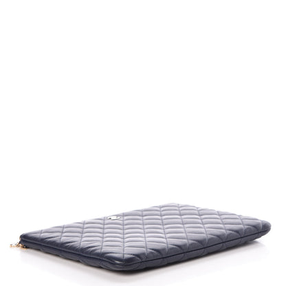 Chanel Lambskin Quilted Medium Casino Beauty CC Cosmetic Case Navy 4 of 9