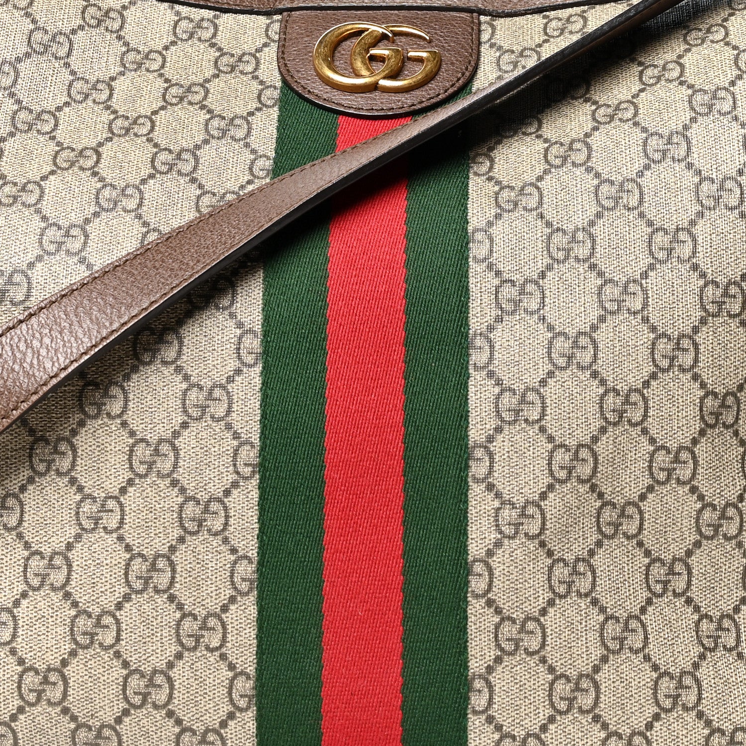 Gucci GG Supreme Monogram Web Ophidia Half Moon Hobo Brown 8 of 12