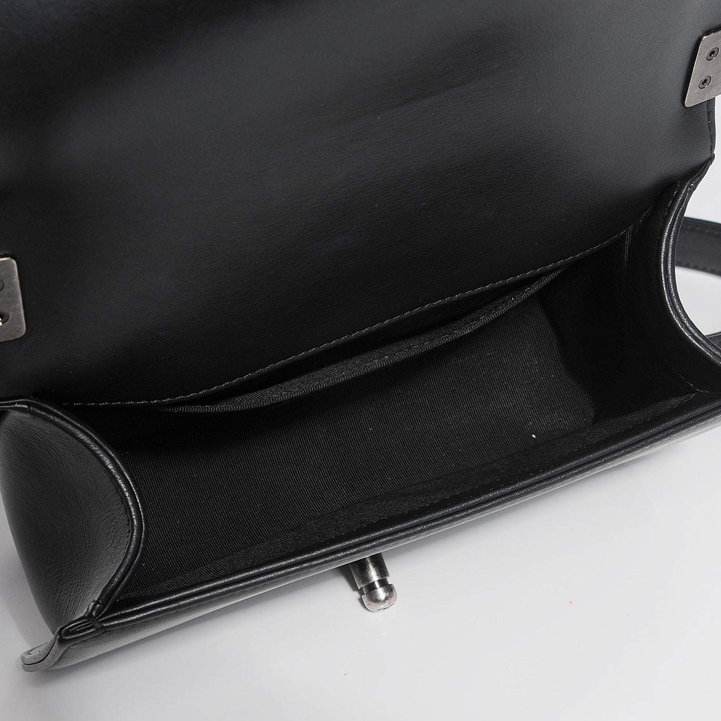 Calfskin Quilted Small Boy Flap Black