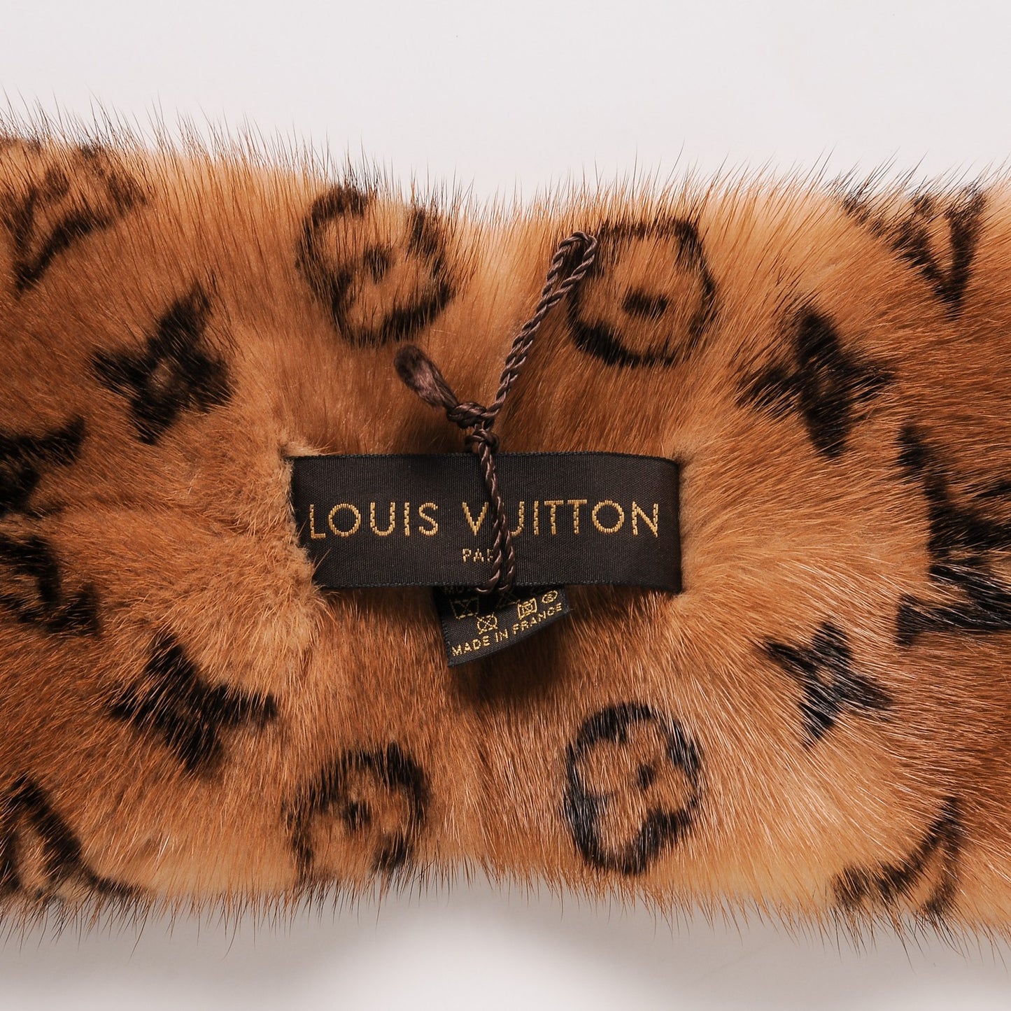 Monogram Mink Fur Scarf Stole Wrap