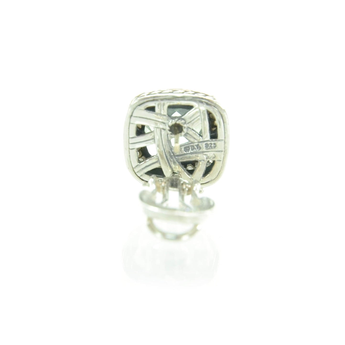Sterling Silver Diamond Prasiolite 11mm Albion Earrings