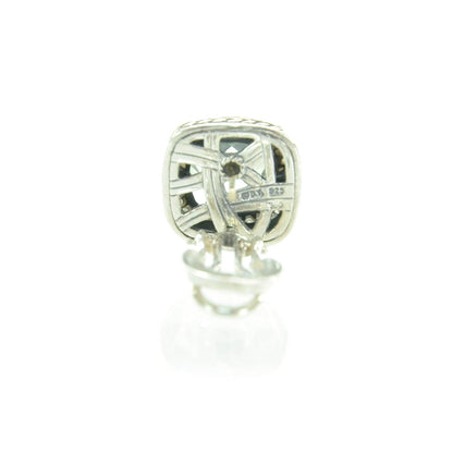 David Yurman Sterling Silver Diamond Prasiolite 11mm Albion Earrings 3 of 4