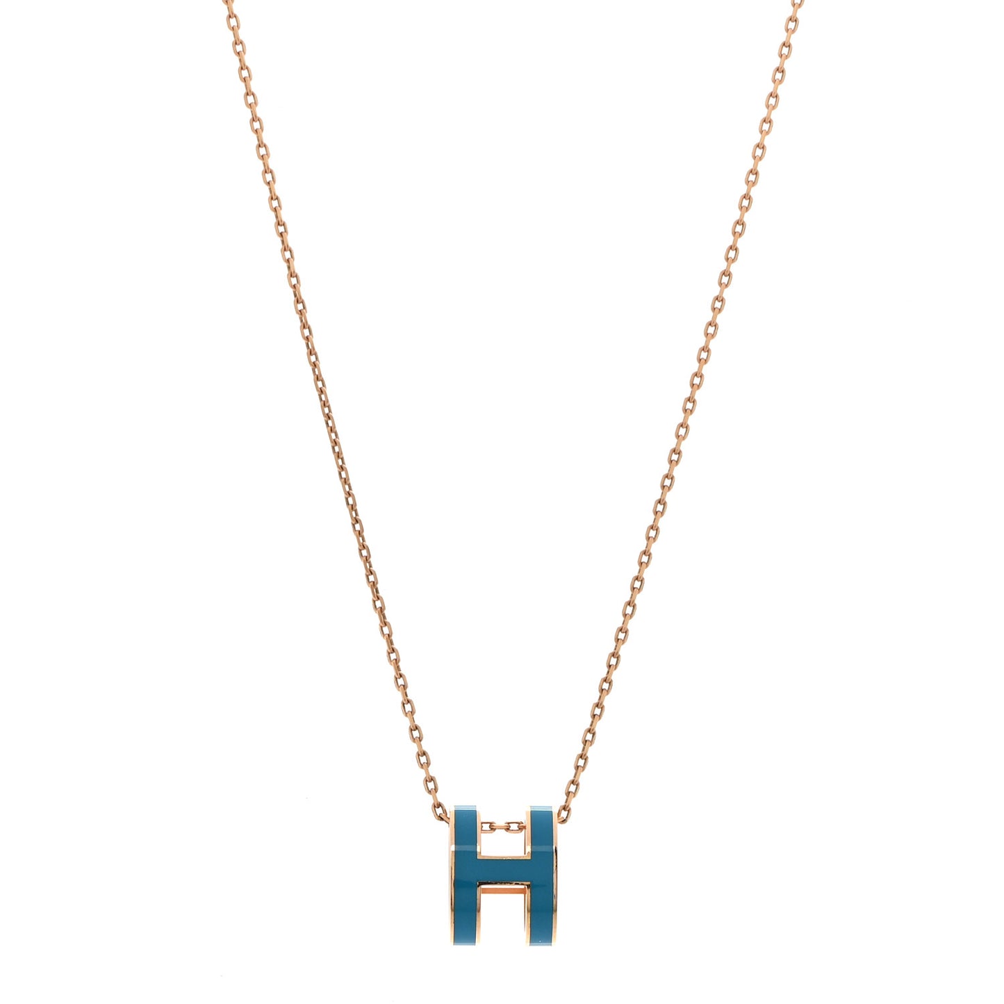 Lacquered Gold Pop H Pendant Necklace Turquoise