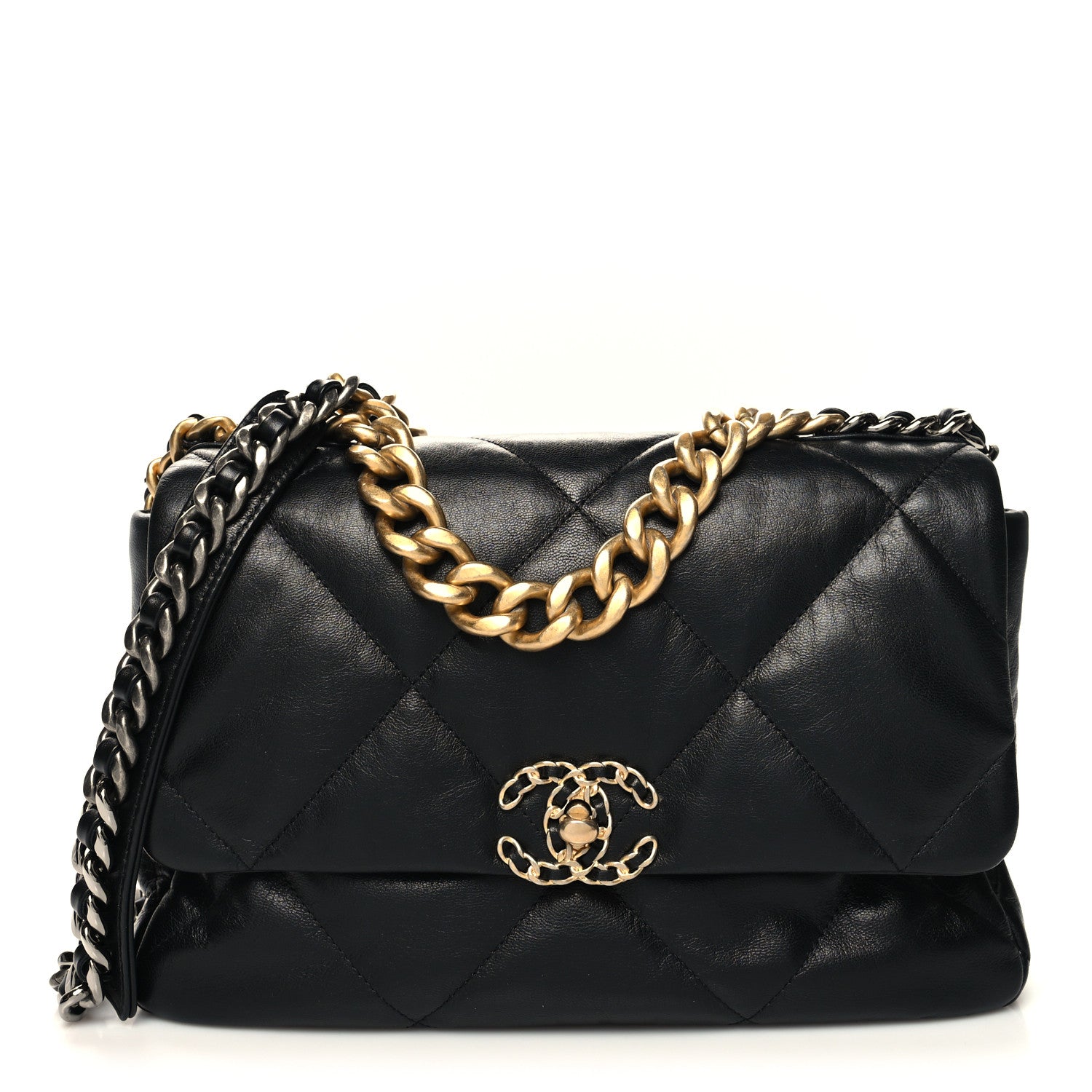 Chanel Goatskin Quilted Large Chanel 19 Flap Black 1 of 11