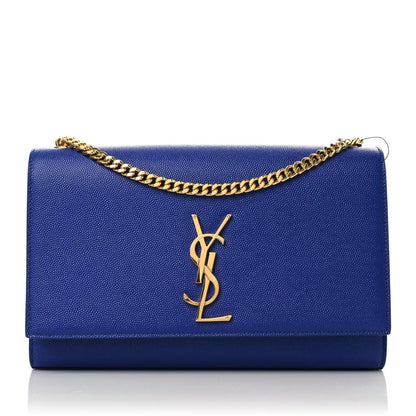 Saint Laurent Grain De Poudre Medium Classic Monogram Kate Satchel Flash Blue 1 of 9