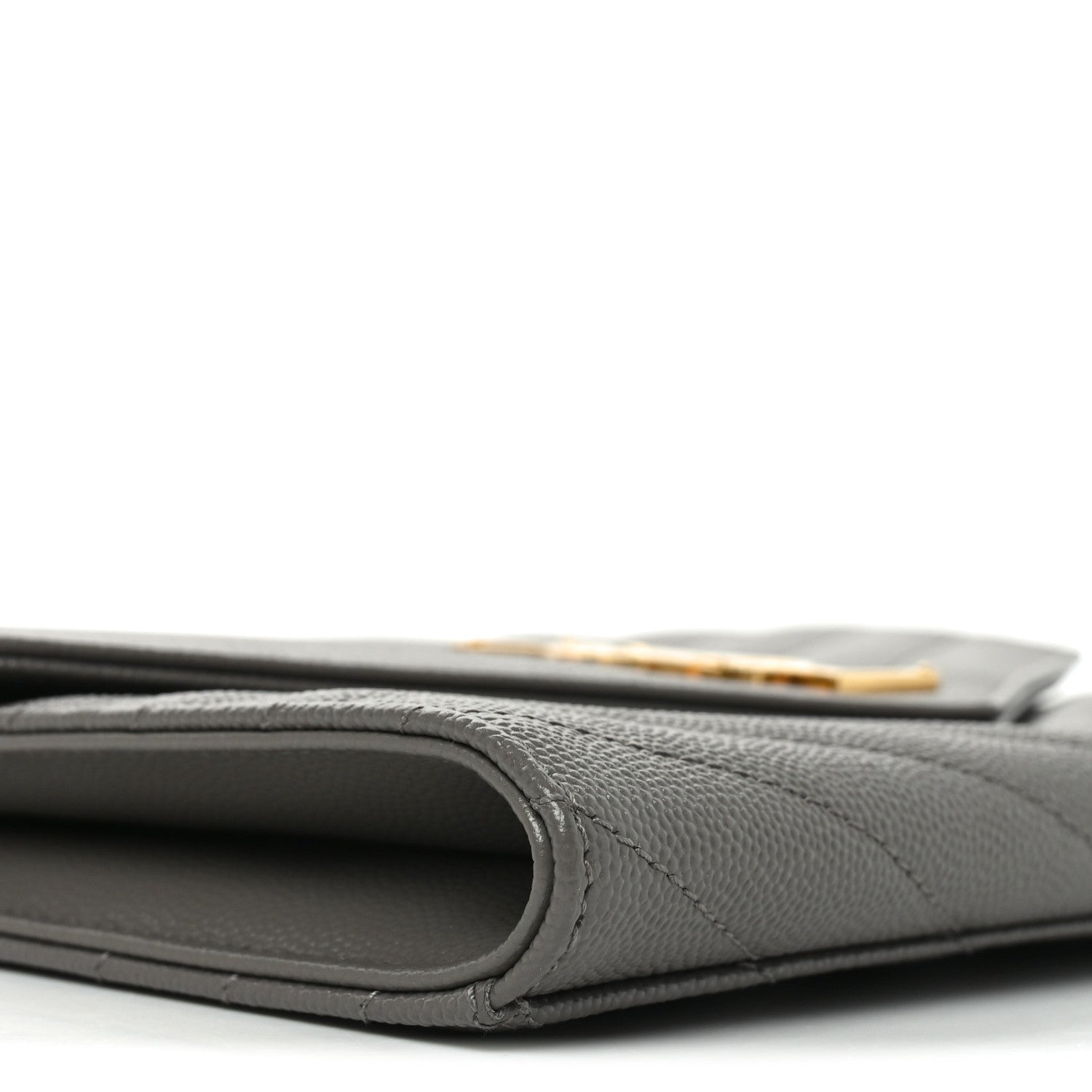 Saint Laurent Grain De Poudre Matelasse Chevron Monogram Envelope Clutch Fog 9 of 11