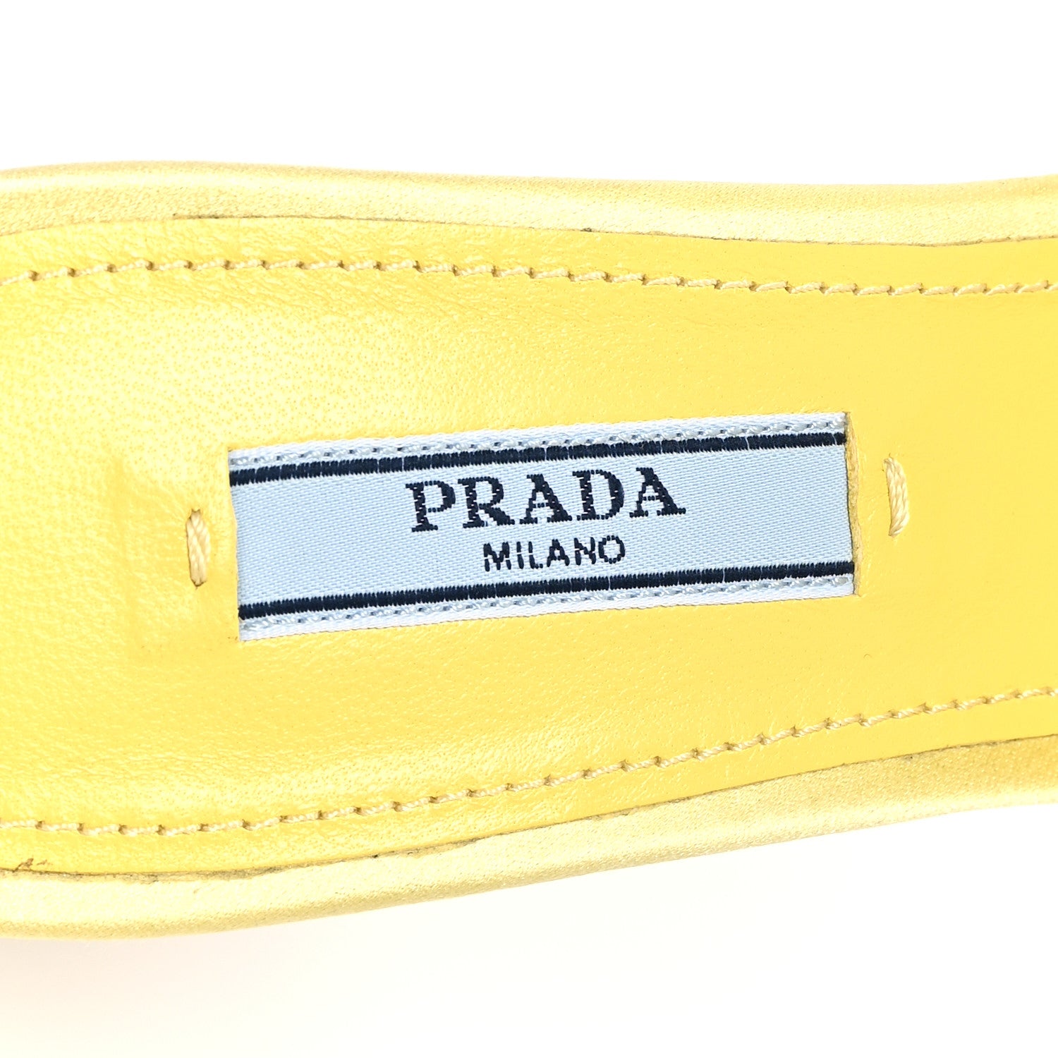 Prada Satin Crystal Logo 65mm Slide Sandals 36.5 Ananas 8 of 8