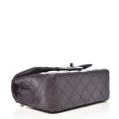 Chanel Washed Caviar Quilted Mini Rectangular Flap Dark Purple 4 of 12