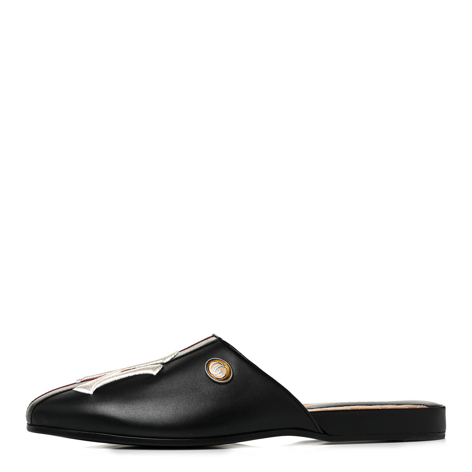 Gucci X MLB Lambskin NY Yankees Embroidered Womens GG Slippers 40 Black 1 of 9