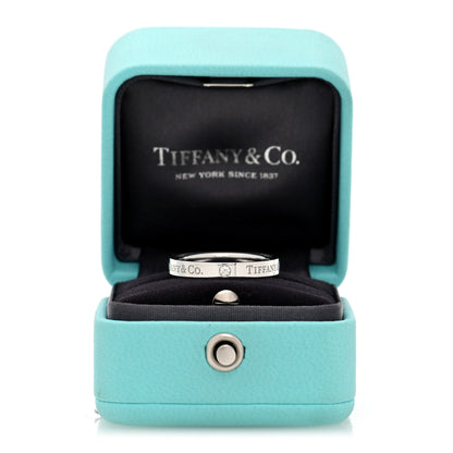 Tiffany Platinum Diamond Logo Band Ring 56 7.5 5 of 5