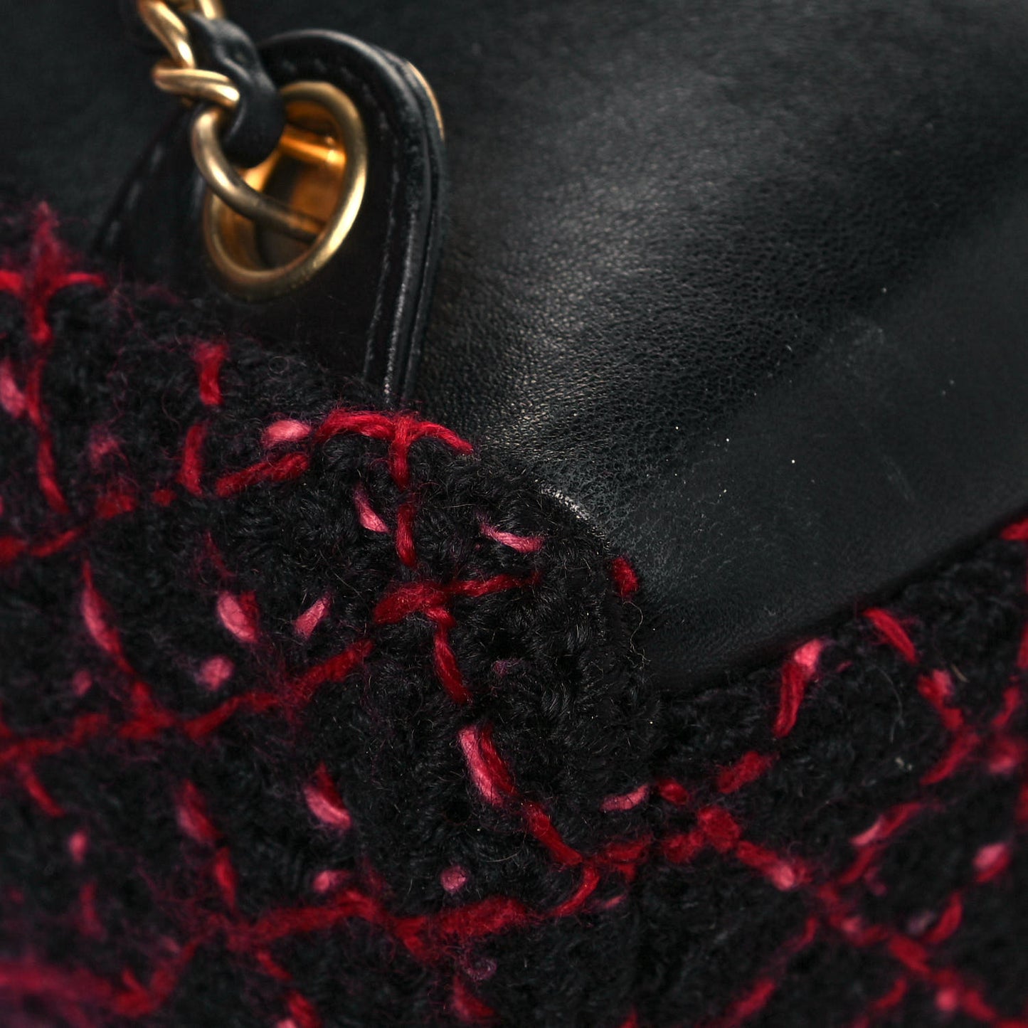 Knit Quilted Backpack Black Burgundy