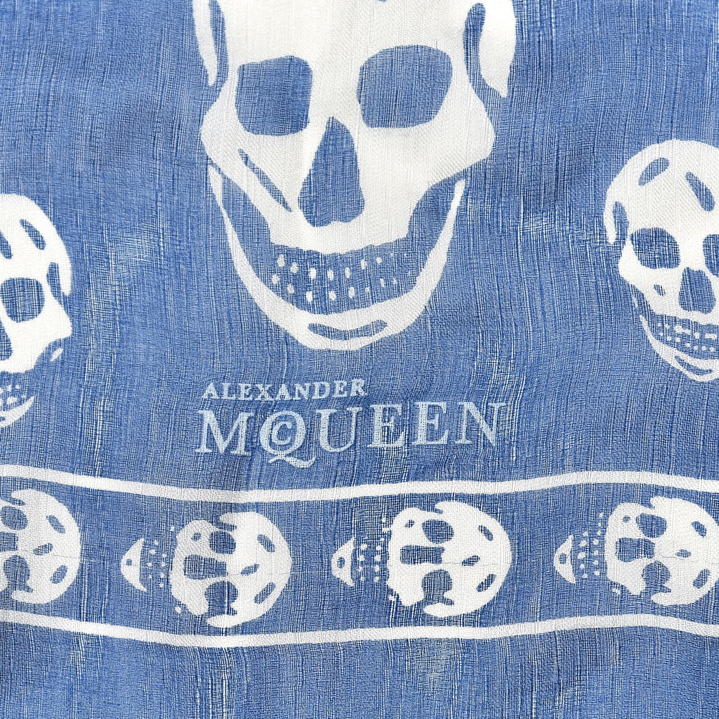 Silk Chiffon Skull Scarf Blue