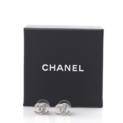 Chanel Crystal CC Earrings Silver 5 of 5