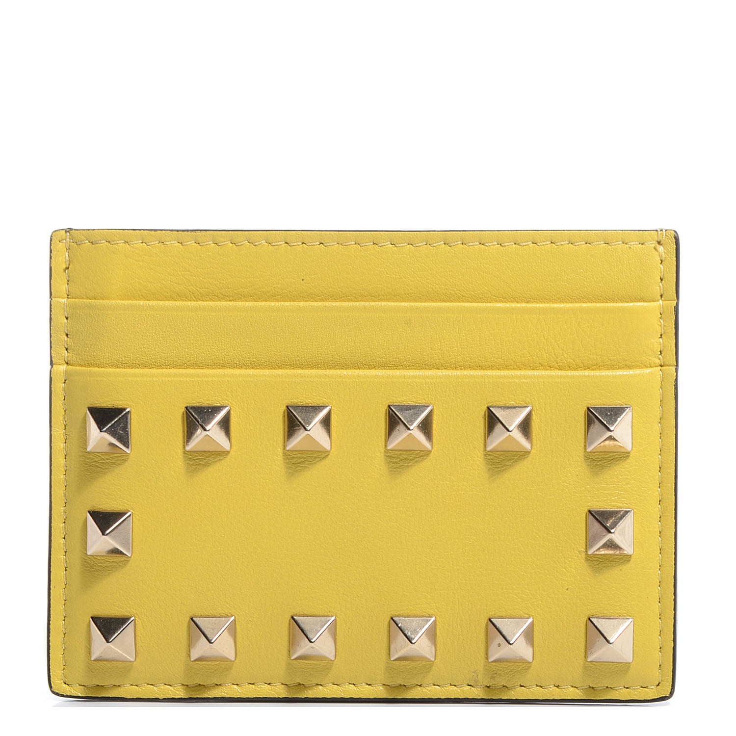Valentino Garavani Vitello Rockstud Card Holder Naples Yellow 1 of 17