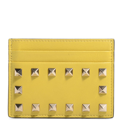 Valentino Garavani Vitello Rockstud Card Holder Naples Yellow 1 of 17