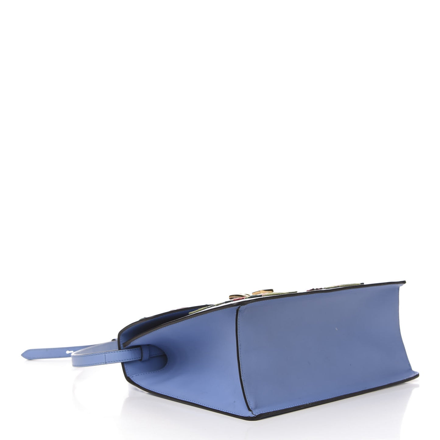 Calfskin Embroidered Medium Sylvie Top Handle Bag Clear Sky Blue