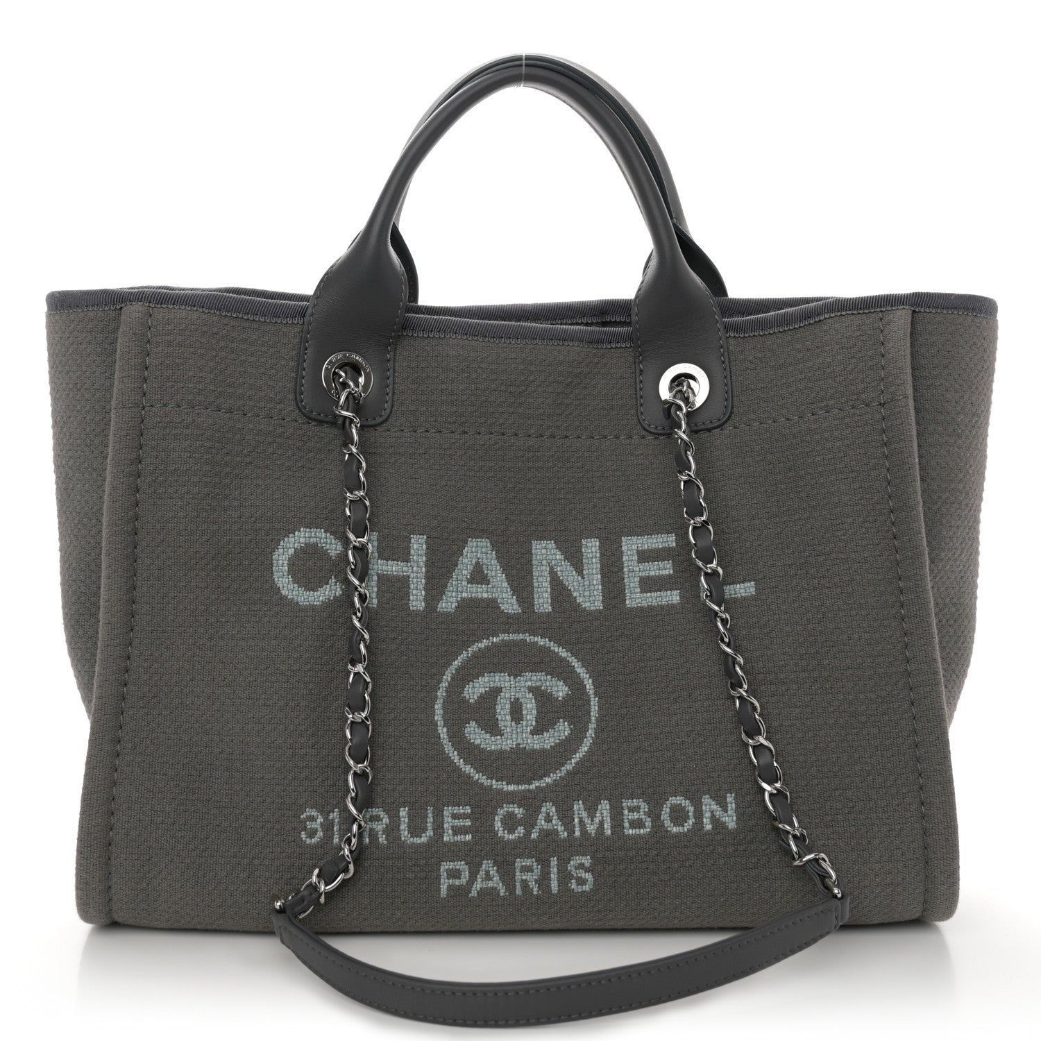 Chanel Mixed Fibers Small Deauville Tote Dark Grey 1 of 12
