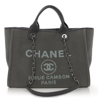 Chanel Mixed Fibers Small Deauville Tote Dark Grey 1 of 12