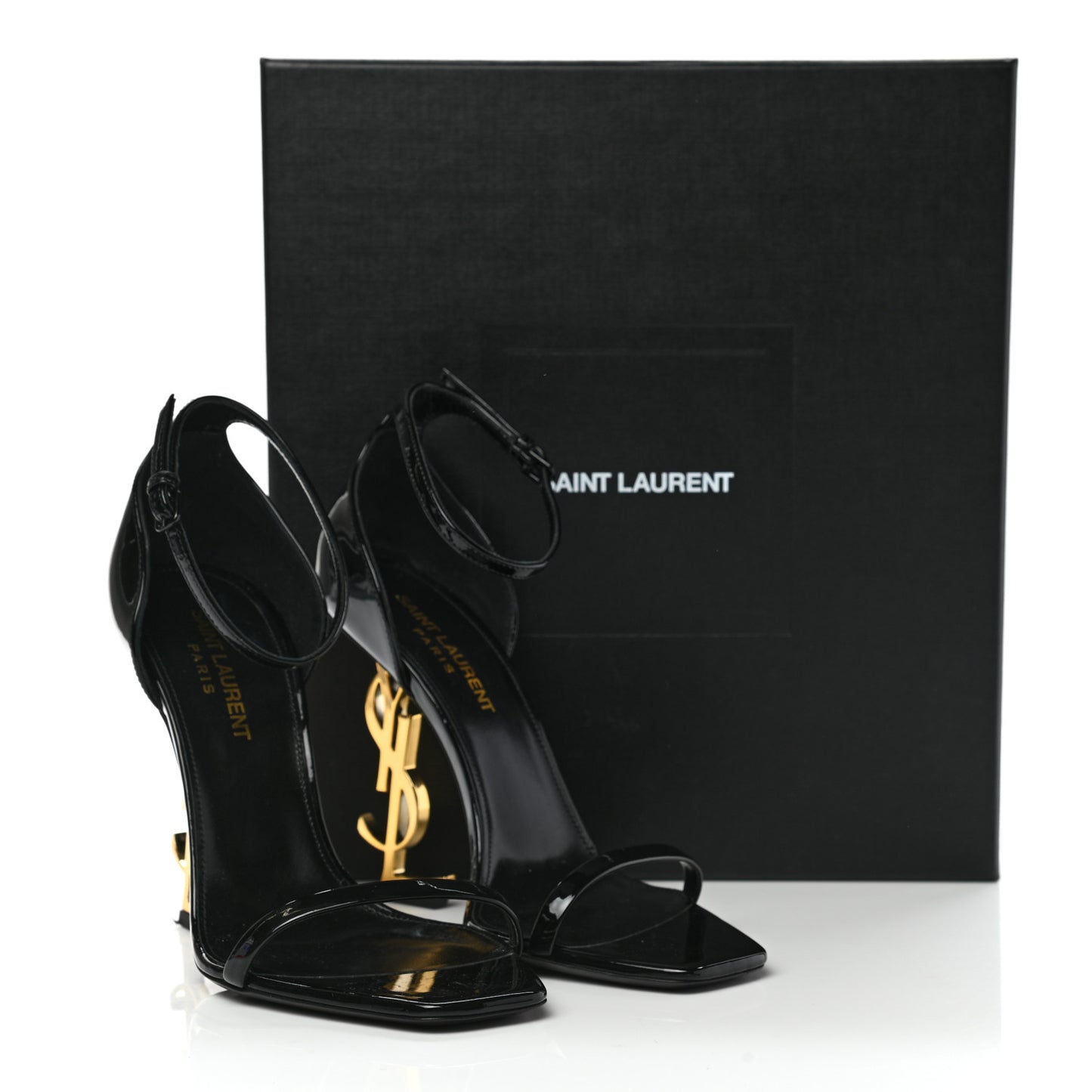 Patent Calfskin Opyum 110 Sandals 37.5 Black Gold