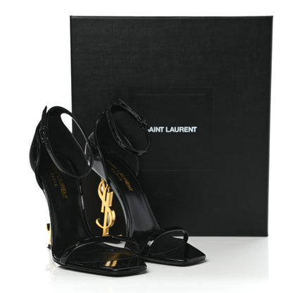 Saint Laurent Patent Calfskin Opyum 110 Sandals 37.5 Black Gold 10 of 10