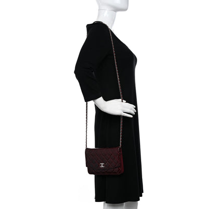 Chanel Patent Quilted Brilliant Wallet On Chain WOC Dark Burgundy 2 of 12