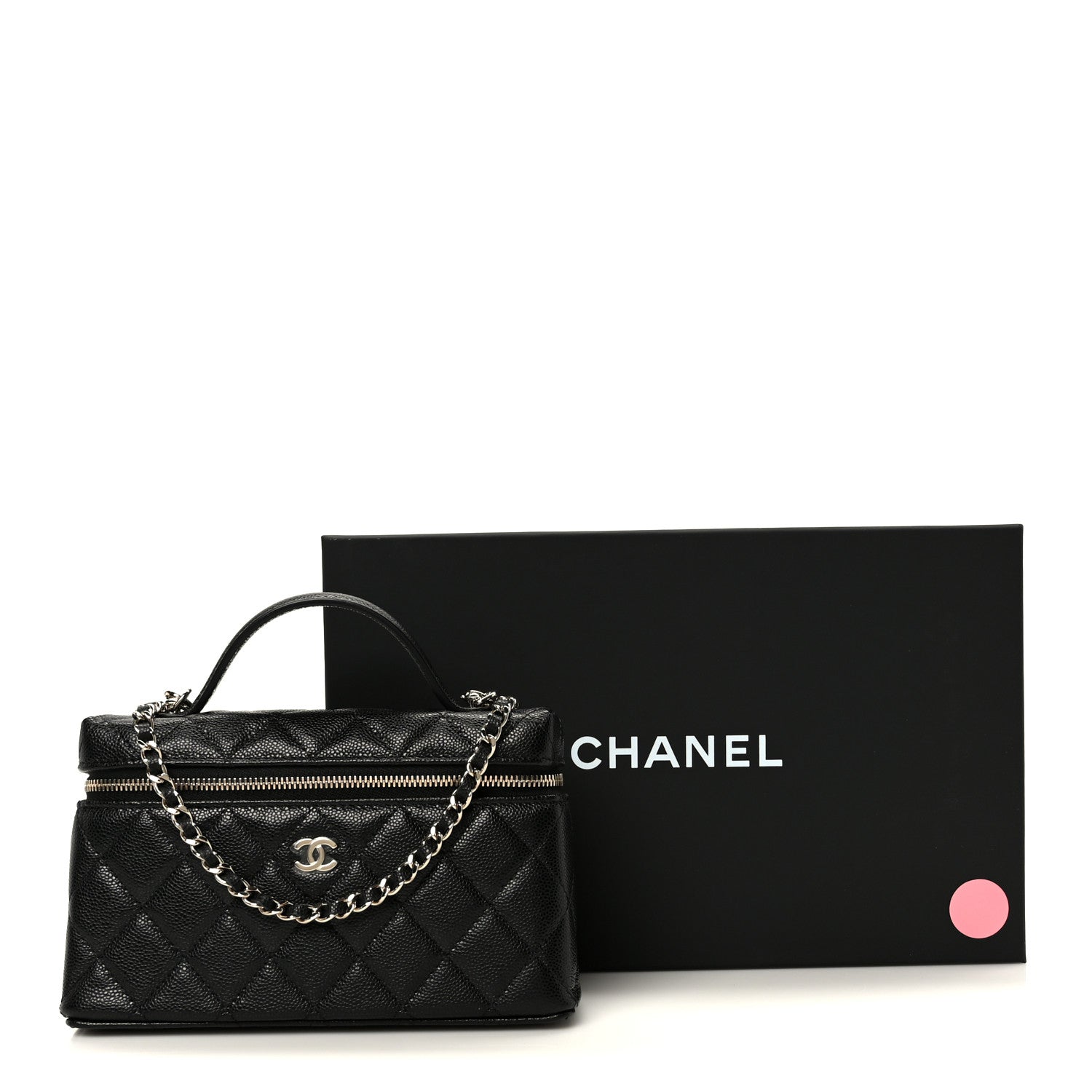Chanel Caviar Quilted Top Handle Slim Vanity With Chain Black 11 of 11