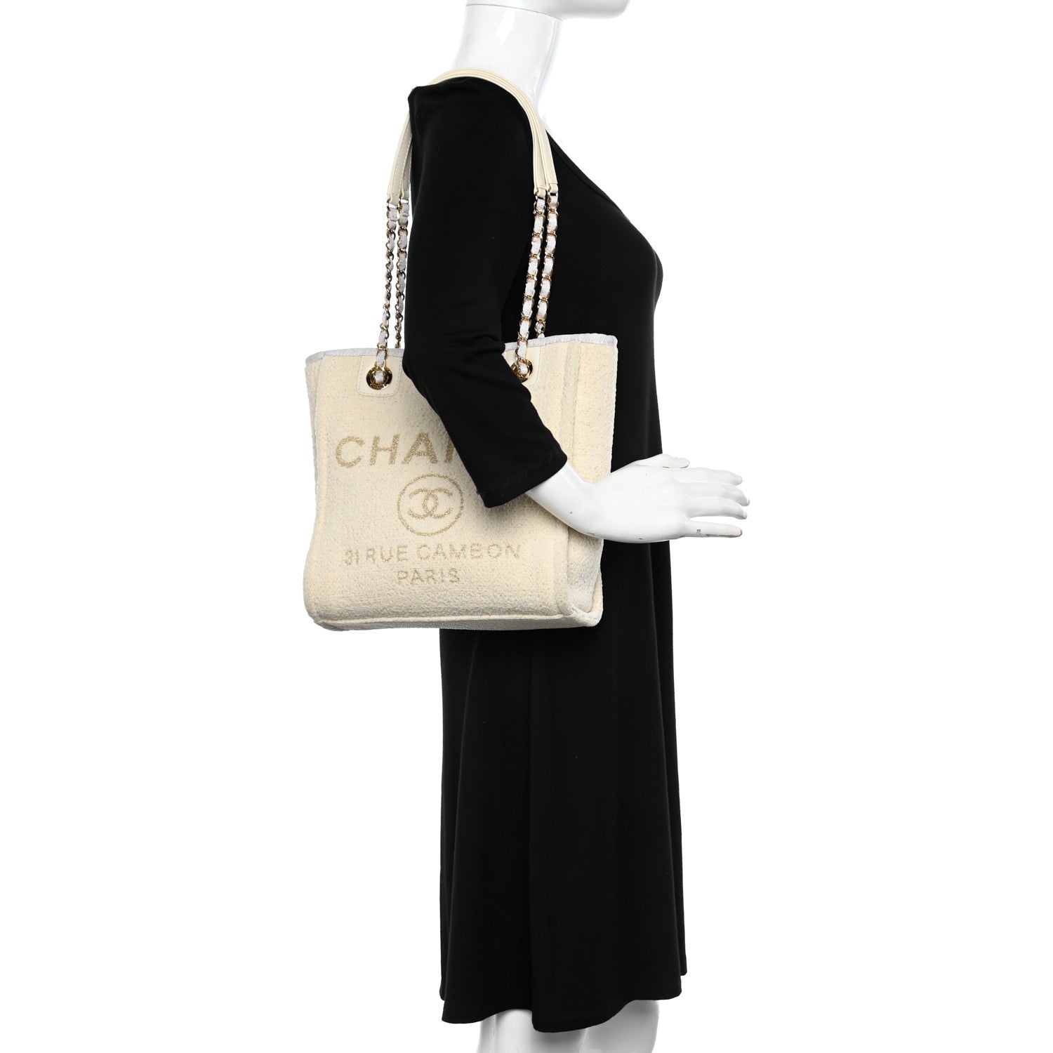 Chanel Lurex Boucle Mini Deauville Tote White 2 of 10