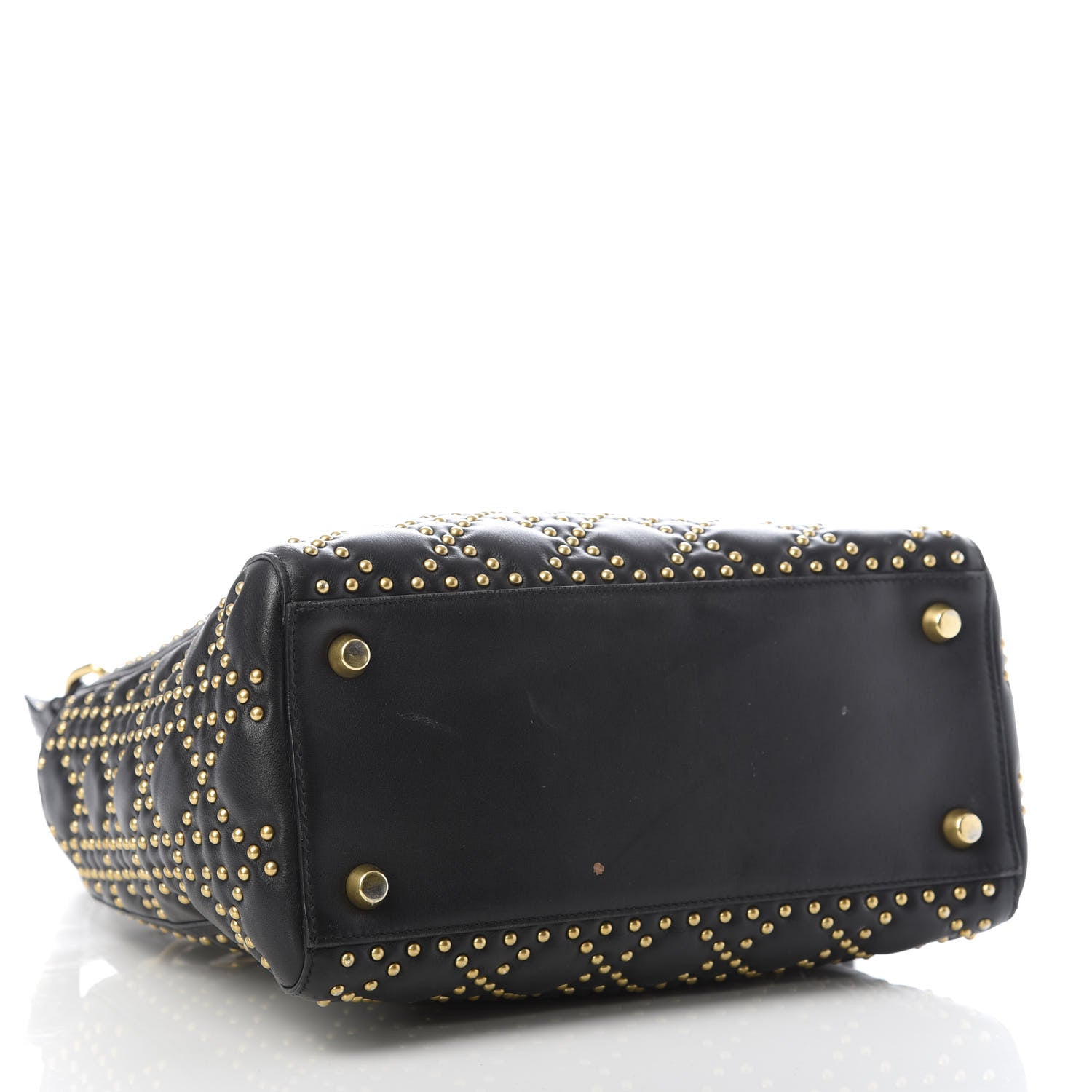 Christian Dior Calfskin Cannage Studded Medium Supple Lady Dior Black 4 of 9