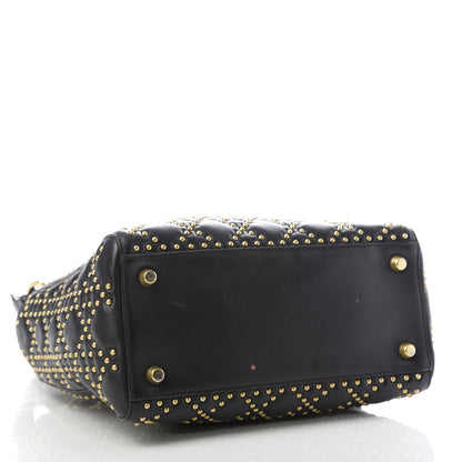 Christian Dior Calfskin Cannage Studded Medium Supple Lady Dior Black 4 of 9