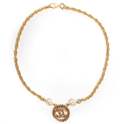 Chanel Pearl CC Pendant Necklace Gold 7 of 7