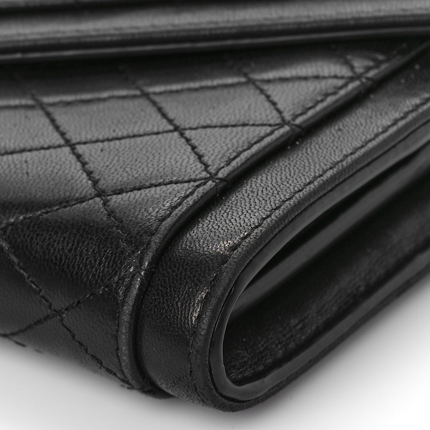 Lambskin Quilted Monogram Large Gabbie Flap Wallet Black