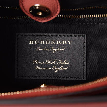 Burberry Grainy Calfskin House Check Medium Banner Tote Mauve Pink 8 of 11