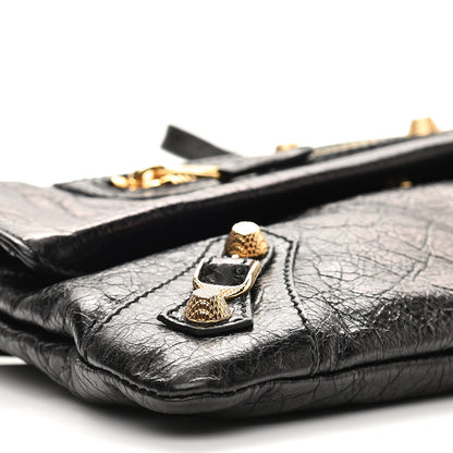 Balenciaga Agneau Giant 12 Gold Hardware Envelope Strap Clutch Black 9 of 10