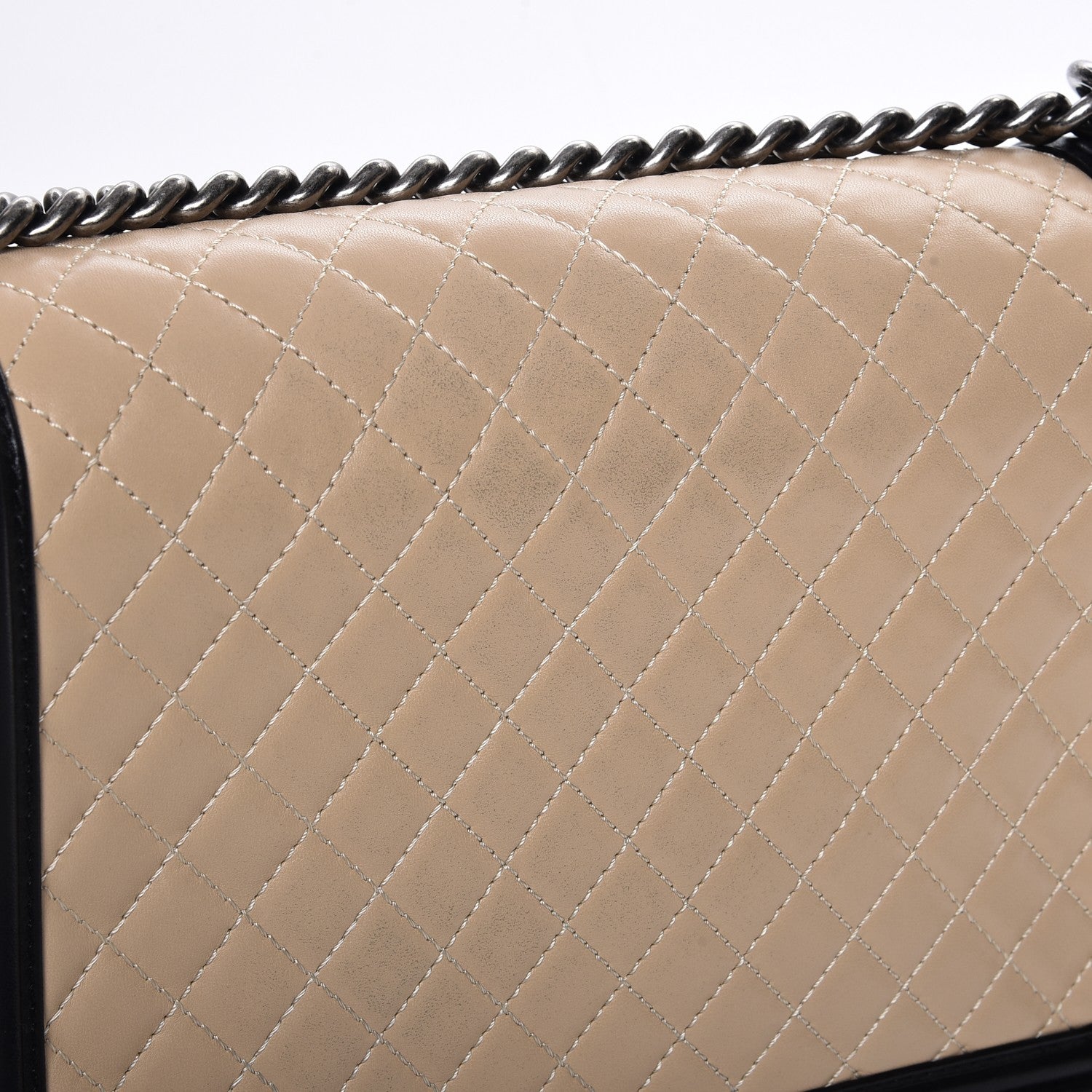 Chanel Lambskin Quilted Large Boy Flap Beige Black 6 of 11