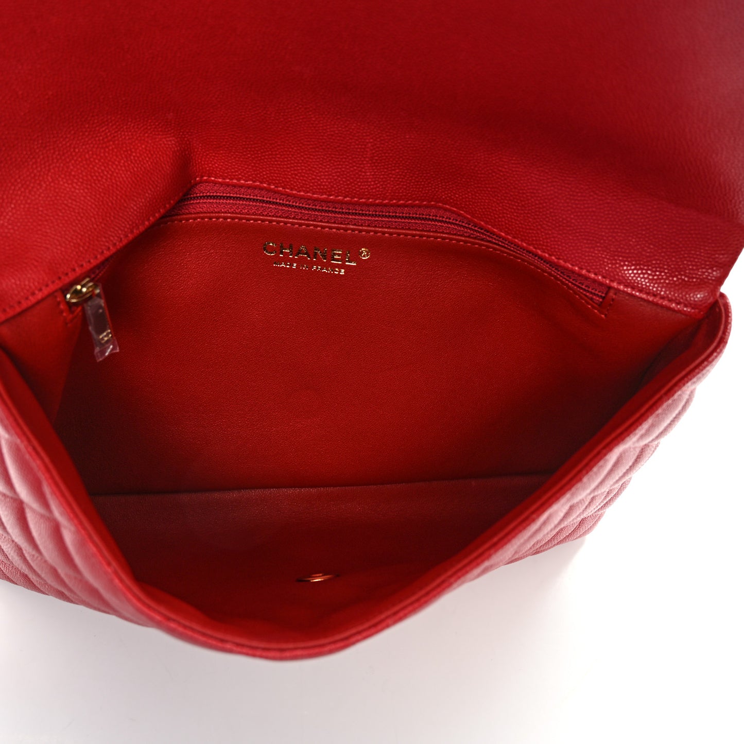 Caviar Quilted Flap Clutch Red