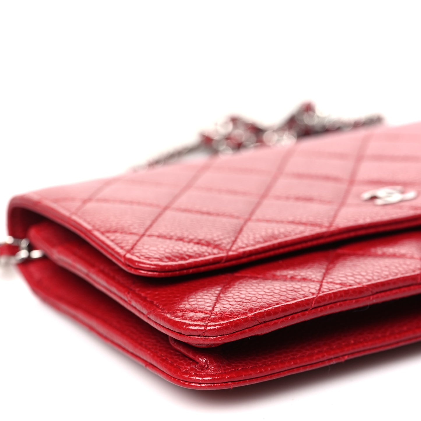 Caviar Quilted Wallet on Chain WOC Red