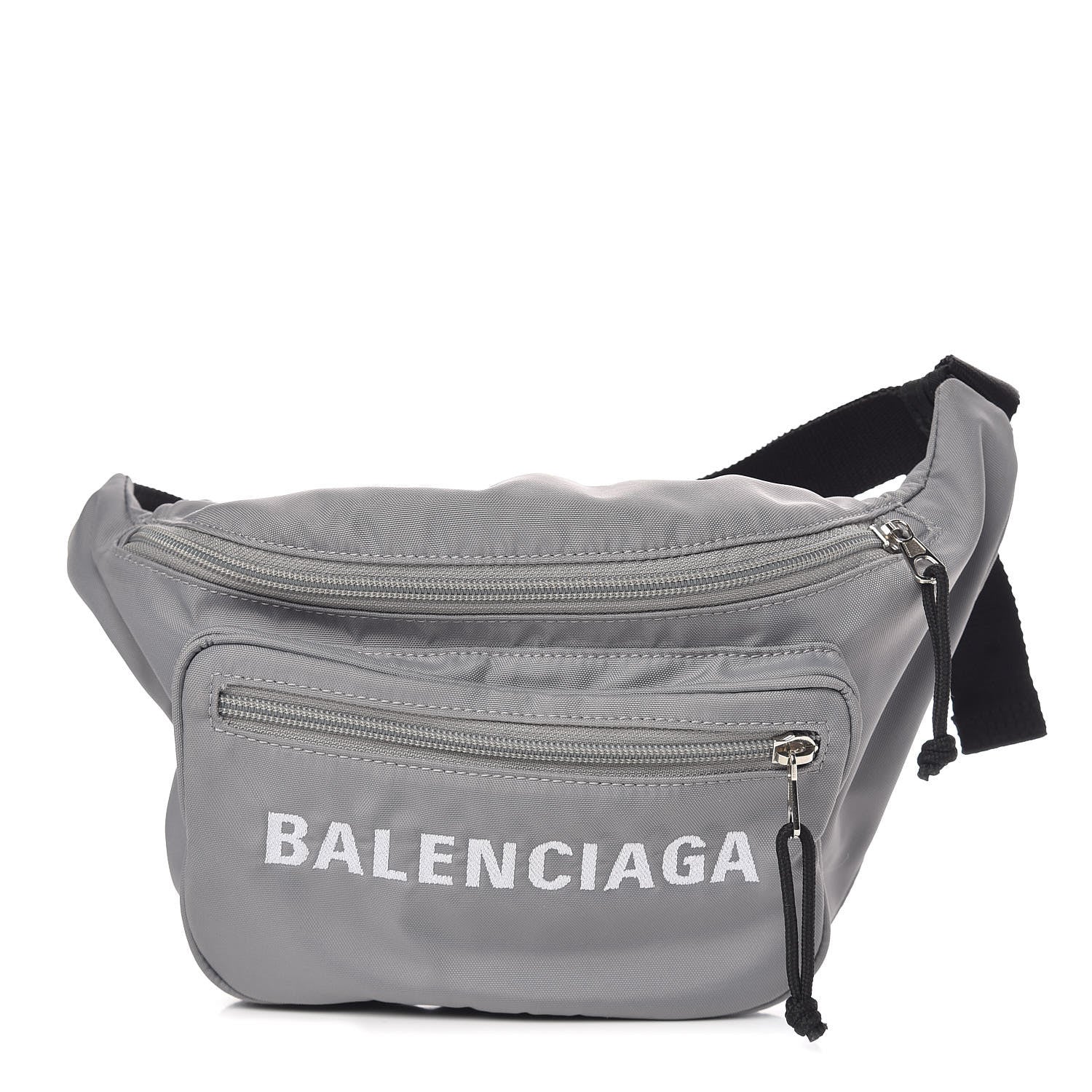 Balenciaga Textured Sport Nylon Logo Embroidered Wheel Beltpack Grey White 1 of 9