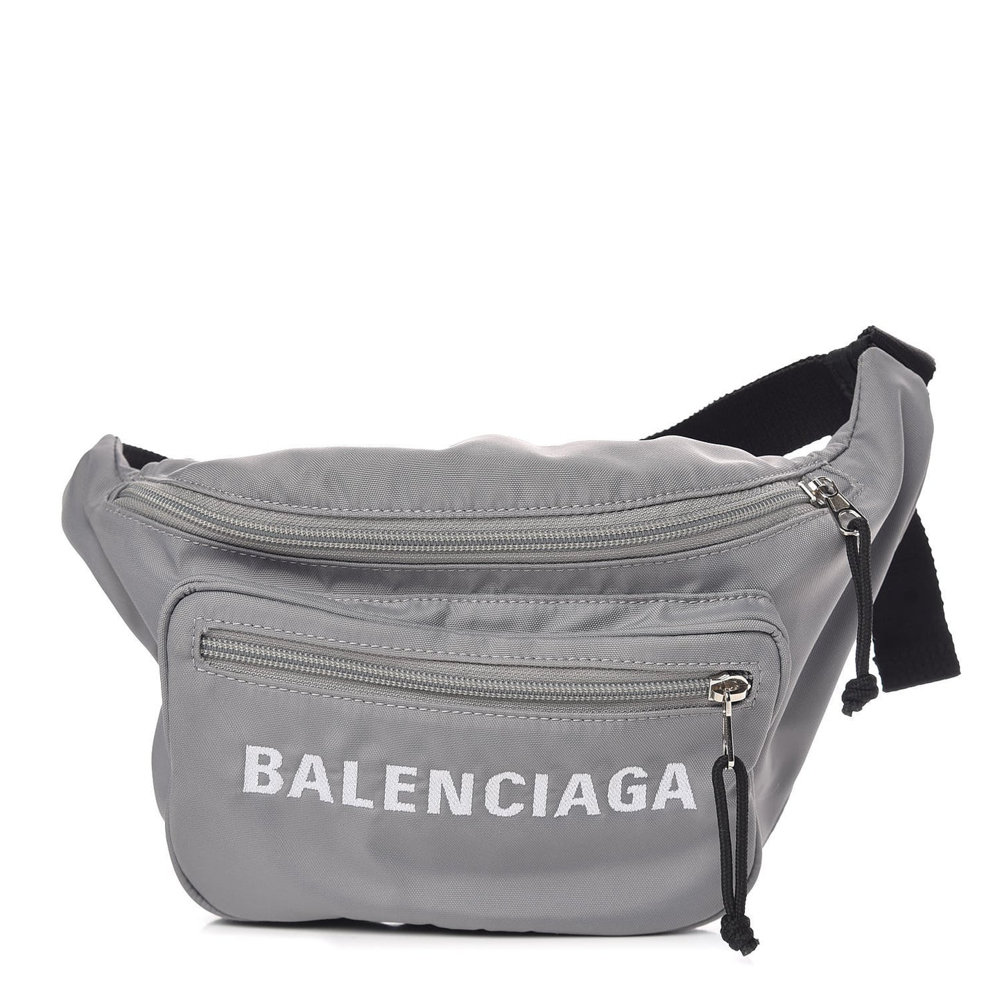 Textured Sport Nylon Logo Embroidered Wheel Beltpack Grey White